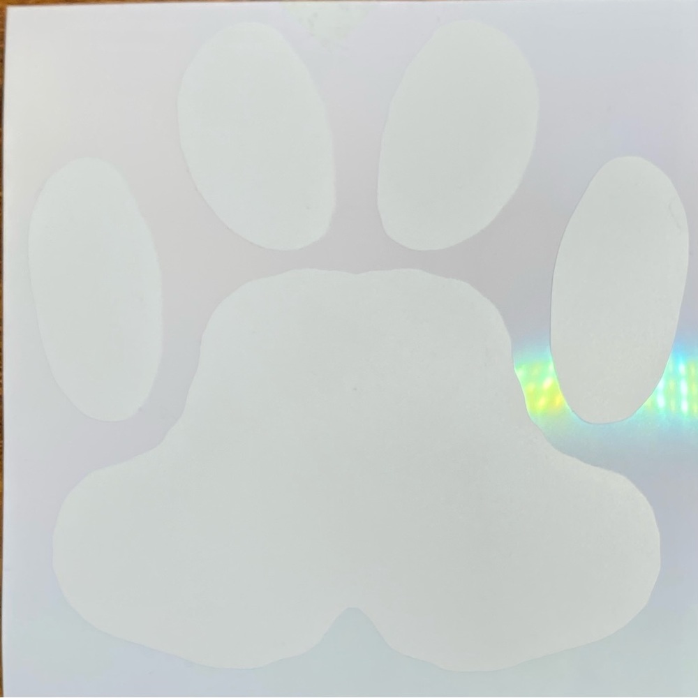Paw Print Vinyl Decal White Permanent Adhesive 5 Inches Wide Custom Handmade